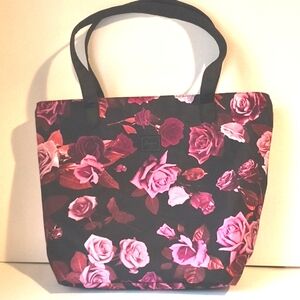 Herschel Mica Tote, Black & Pink/Red Roses